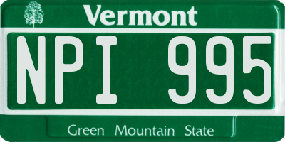 VT license plate NPI995