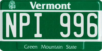 VT license plate NPI996