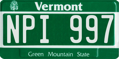 VT license plate NPI997