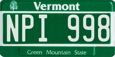VT license plate NPI998