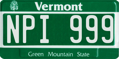 VT license plate NPI999