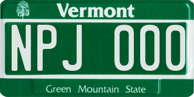 VT license plate NPJ000