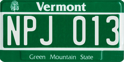 VT license plate NPJ013
