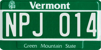 VT license plate NPJ014