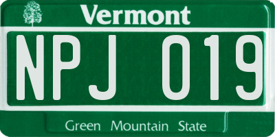 VT license plate NPJ019