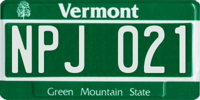 VT license plate NPJ021