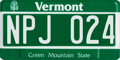 VT license plate NPJ024