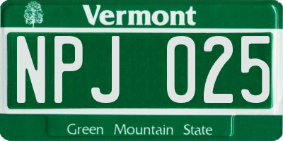 VT license plate NPJ025