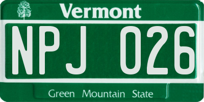 VT license plate NPJ026