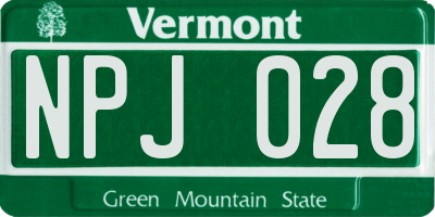VT license plate NPJ028