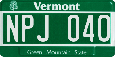 VT license plate NPJ040