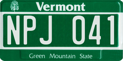 VT license plate NPJ041