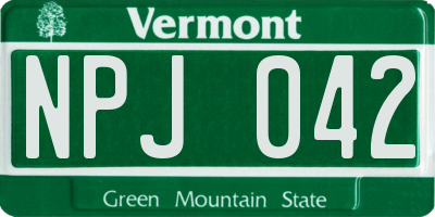 VT license plate NPJ042