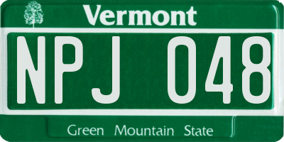 VT license plate NPJ048