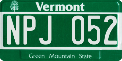 VT license plate NPJ052