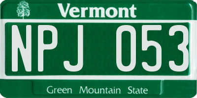 VT license plate NPJ053