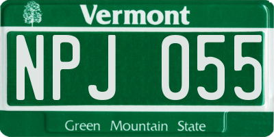 VT license plate NPJ055
