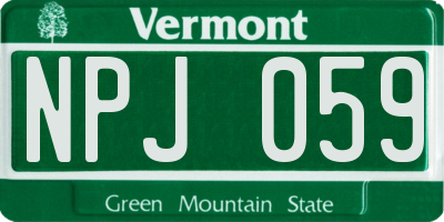 VT license plate NPJ059