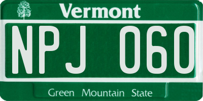 VT license plate NPJ060
