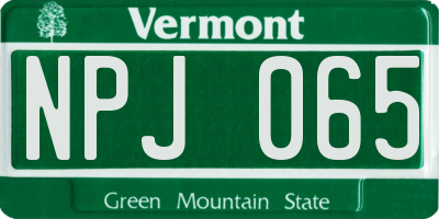 VT license plate NPJ065