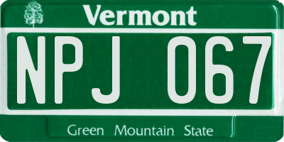 VT license plate NPJ067