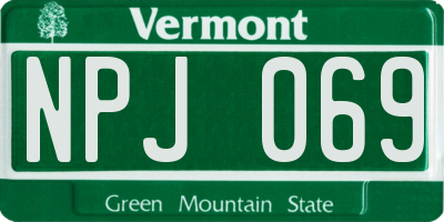 VT license plate NPJ069