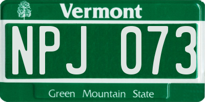 VT license plate NPJ073