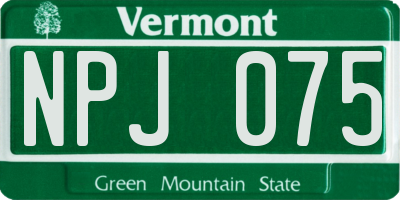 VT license plate NPJ075