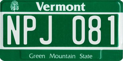 VT license plate NPJ081