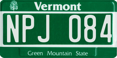 VT license plate NPJ084