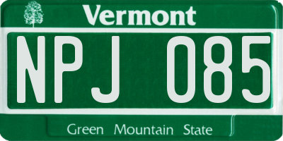VT license plate NPJ085