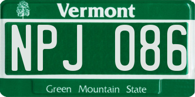 VT license plate NPJ086