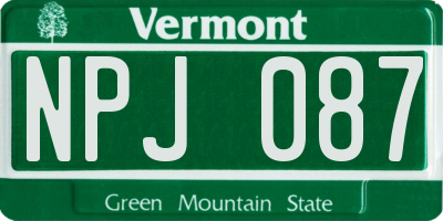 VT license plate NPJ087
