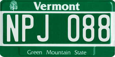 VT license plate NPJ088