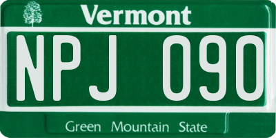 VT license plate NPJ090