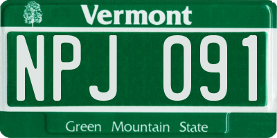 VT license plate NPJ091