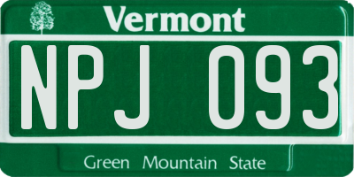 VT license plate NPJ093