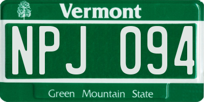 VT license plate NPJ094