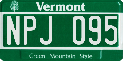 VT license plate NPJ095