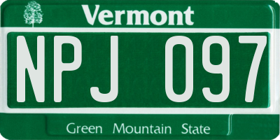 VT license plate NPJ097