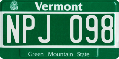 VT license plate NPJ098