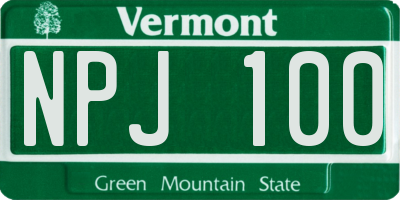 VT license plate NPJ100