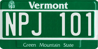 VT license plate NPJ101