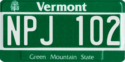 VT license plate NPJ102