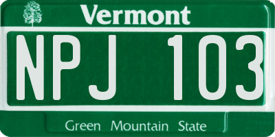 VT license plate NPJ103