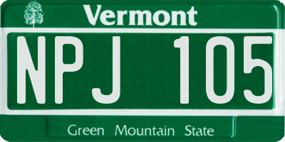 VT license plate NPJ105