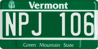 VT license plate NPJ106
