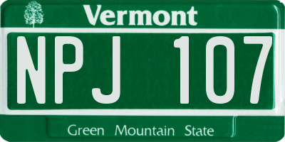 VT license plate NPJ107