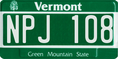 VT license plate NPJ108
