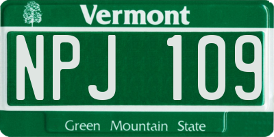 VT license plate NPJ109